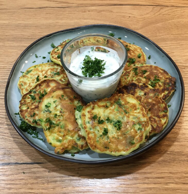 Zucchini blinis with herbette sauce alimentarium